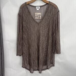 Jordan Taylor SZ XL Cover Up Sparkle Brown Sequin Travel V Neck Pool Slinky NEW